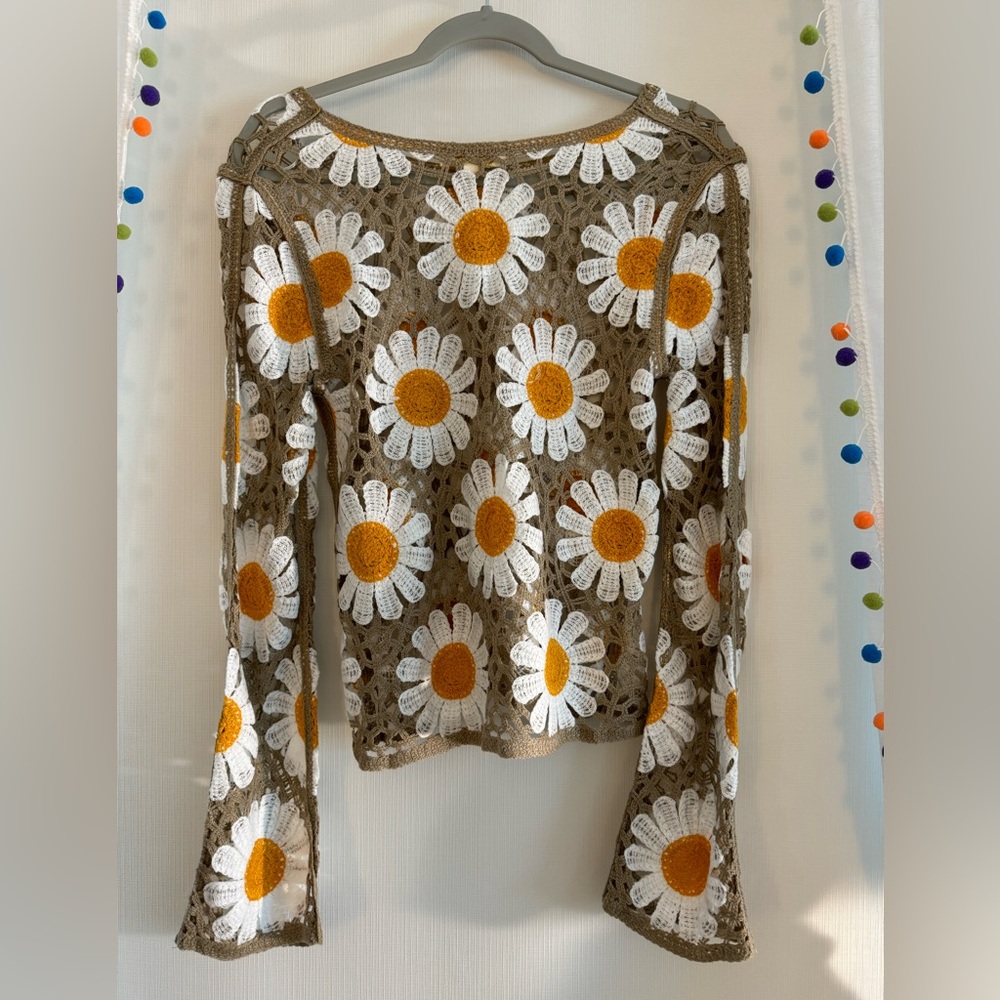 Hippie sunflower crocheted top
